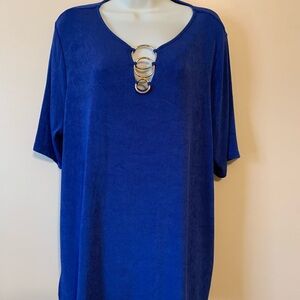 Chico's Cobalt Blue Top with Metal Ring Accents